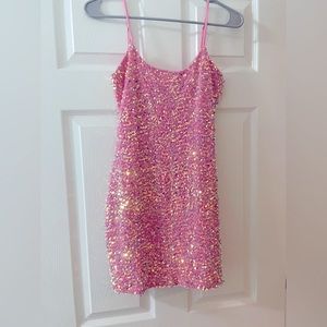Bubble Gum Pink Sequin Cocktail Dress